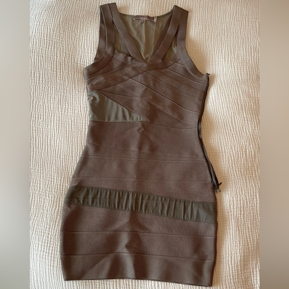 Stretta Sexy Grey Taupe Bodycon Bandage Dress